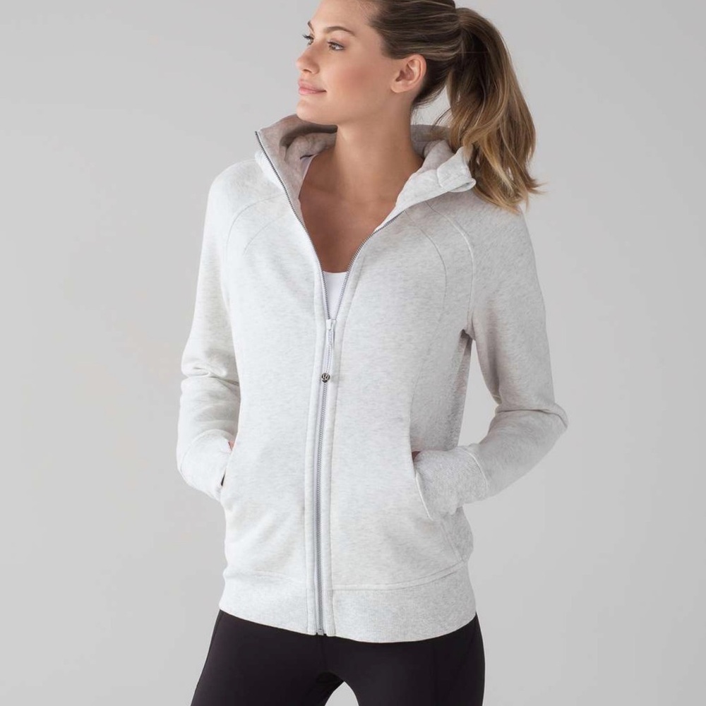 lululemon athletica Light Heather Gray Full-Zip Hoodie Sz 10